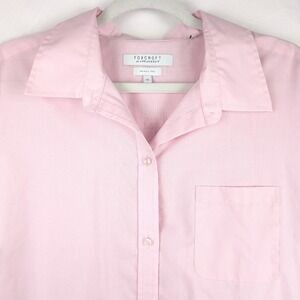 Foxcroft Appleseeds Womens Pink Short Sleeve Button Shirt Wrinkle Free 14 L